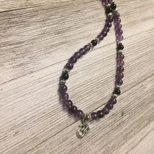 Amethyst & Onyx 6MM Bead Necklace with OM Pendant